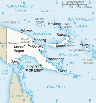 Mappa della Papua Nuova Guinea